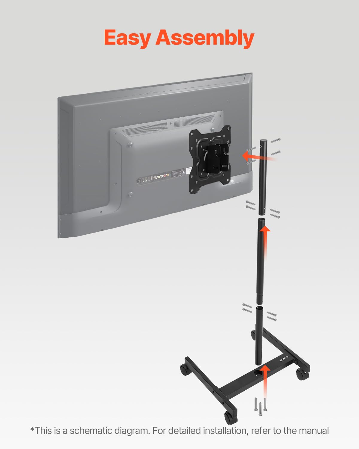 Rolling TV Stand for 17-55 Inch Screens with Wheels E65669
