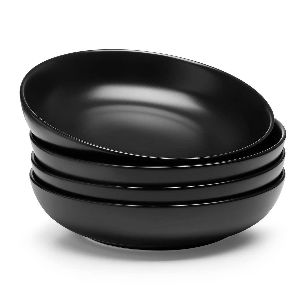 Matte Black Porcelain Pasta Bowls Set of 4 M457