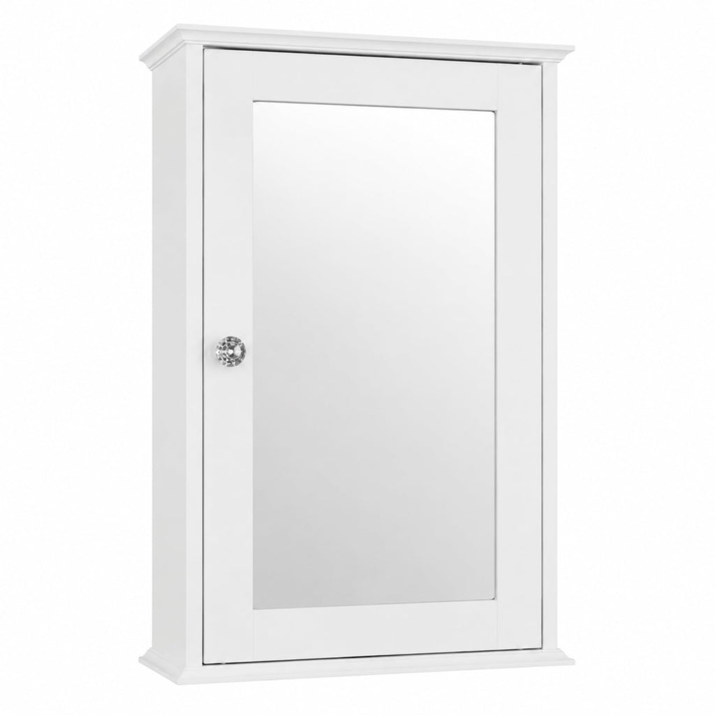 White Mirrored Medicine Cabinet with Single Door and 2 Adjustable Shelves F4578