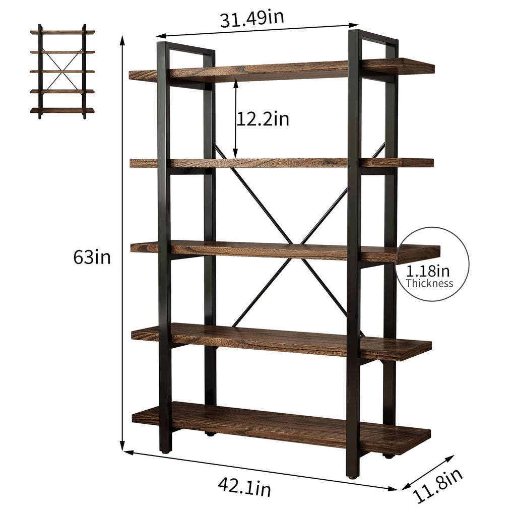 5-Tier Solid Wood and Metal Bookcase R988416