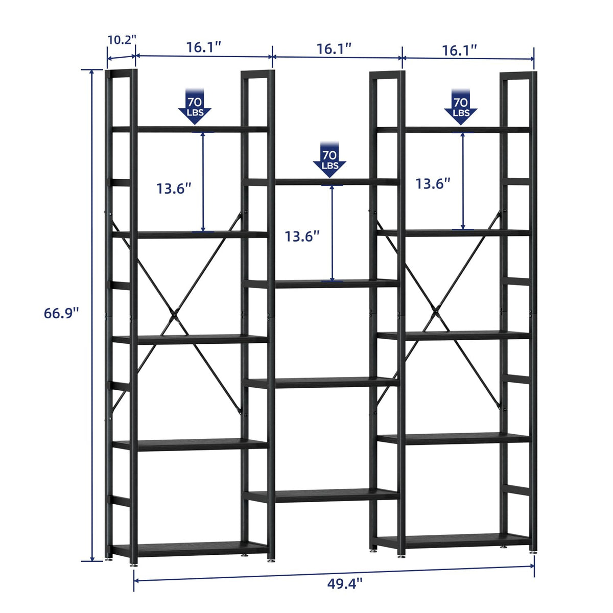 Black 5 Tier Bookshelf Y368