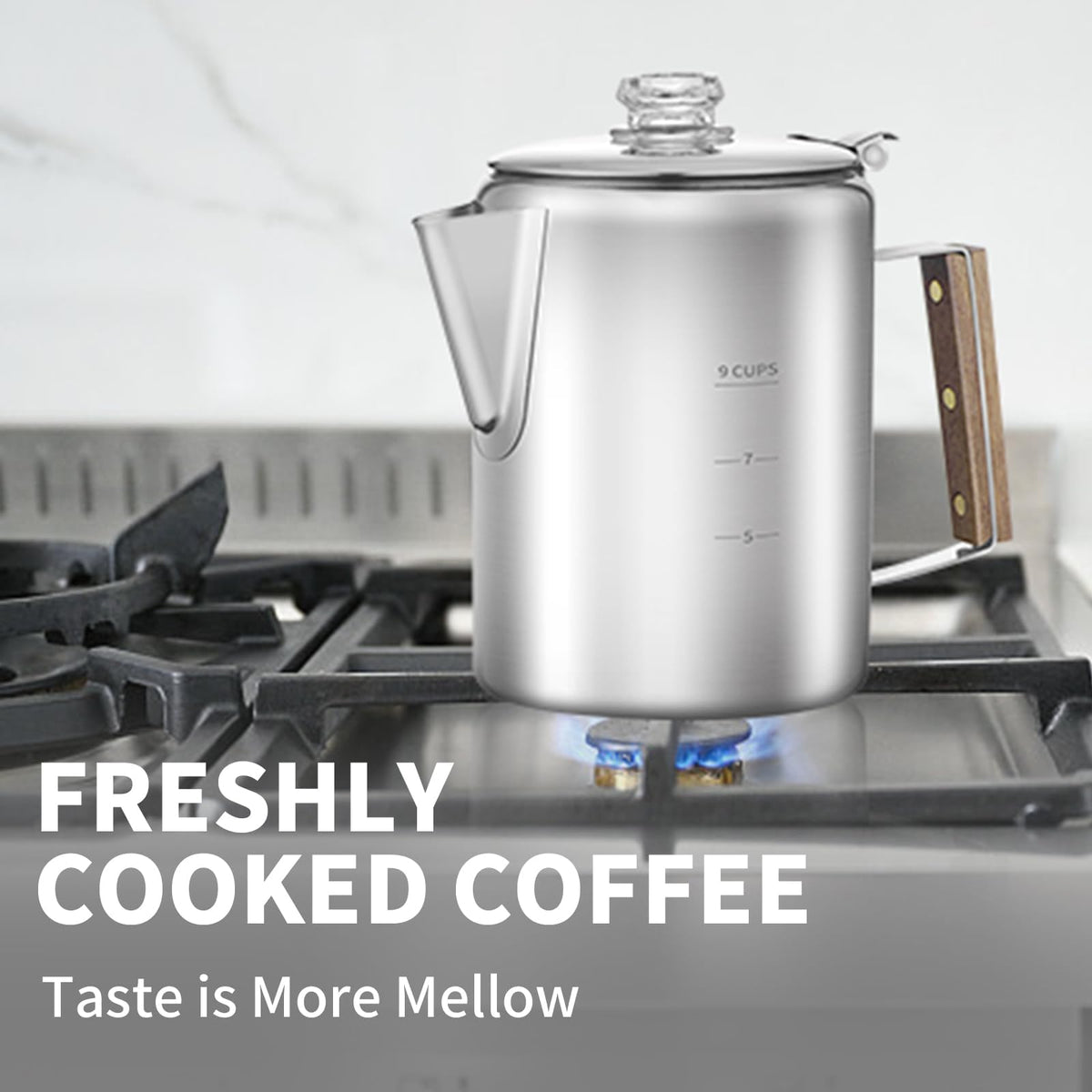 9 Cups Stainless Steel Coffee Percolator with 100pcs Coffee Filters D72194