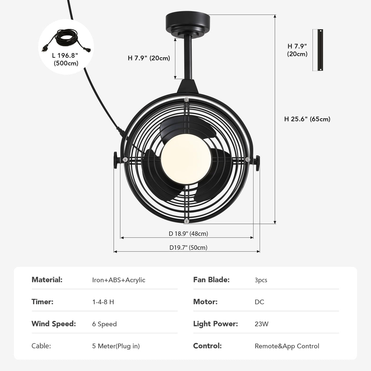 20" Outdoor Ceiling Fan with Lights R7982