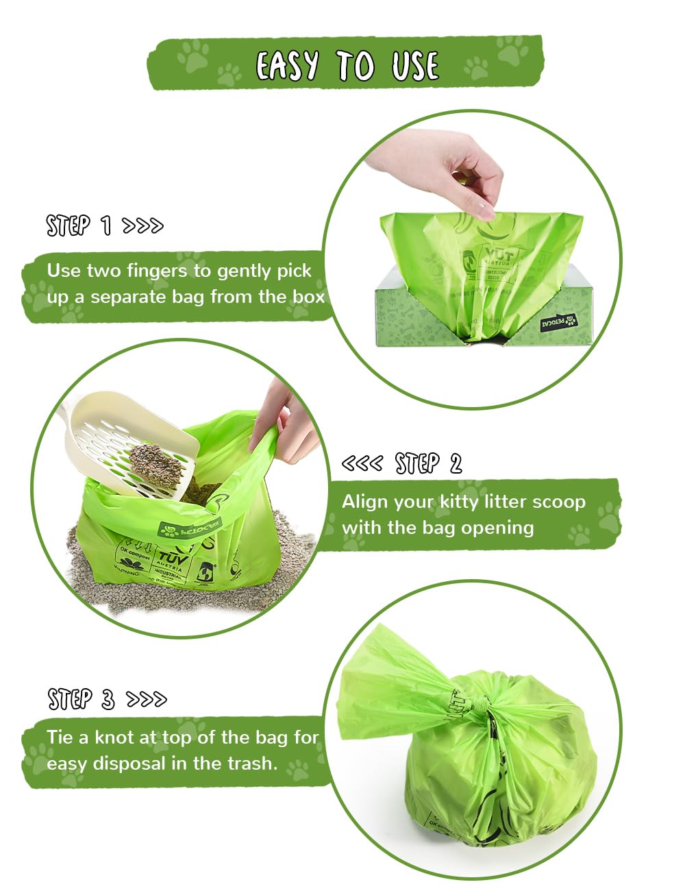 Biodegradable Unscented Cat Litter Bags 100 Count X521262