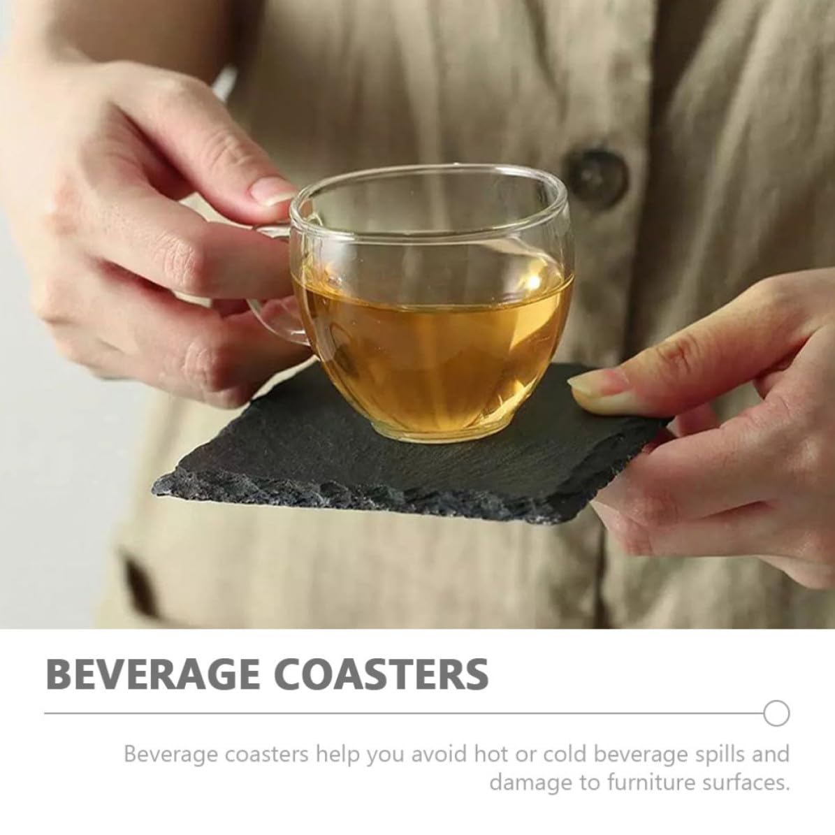 12pcs Natural Stone Cup Coaster U46656