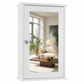 White Mirrored Medicine Cabinet with Single Door and 2 Adjustable Shelves F4578