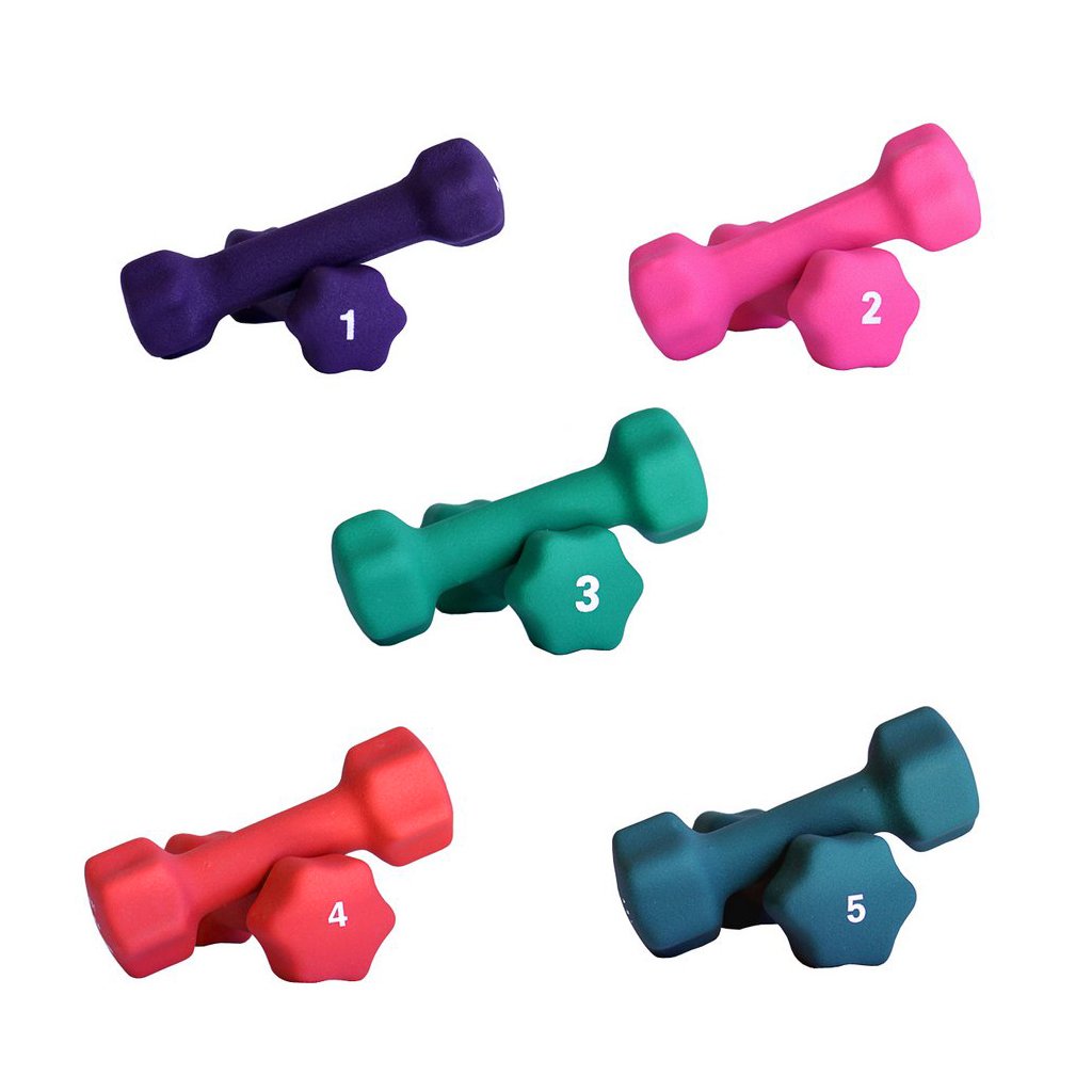 Neoprene Dumbbell Set with White Vertical Dumbbell Rack Y151059