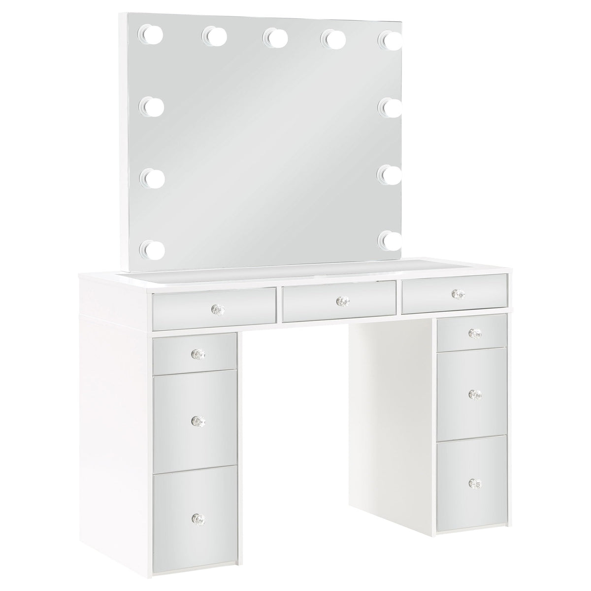 White Velvet 9-Drawer Vanity Table Set P884400