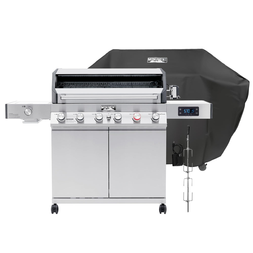 6+1 Burner Propane Gas Grill with Cover and Rotisserie Kit K202