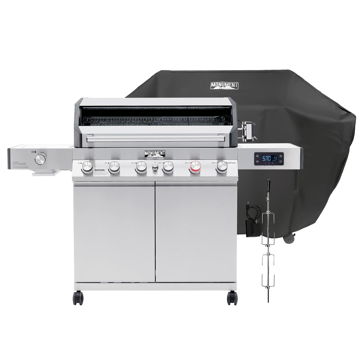 6+1 Burner Propane Gas Grill with Cover and Rotisserie Kit K202