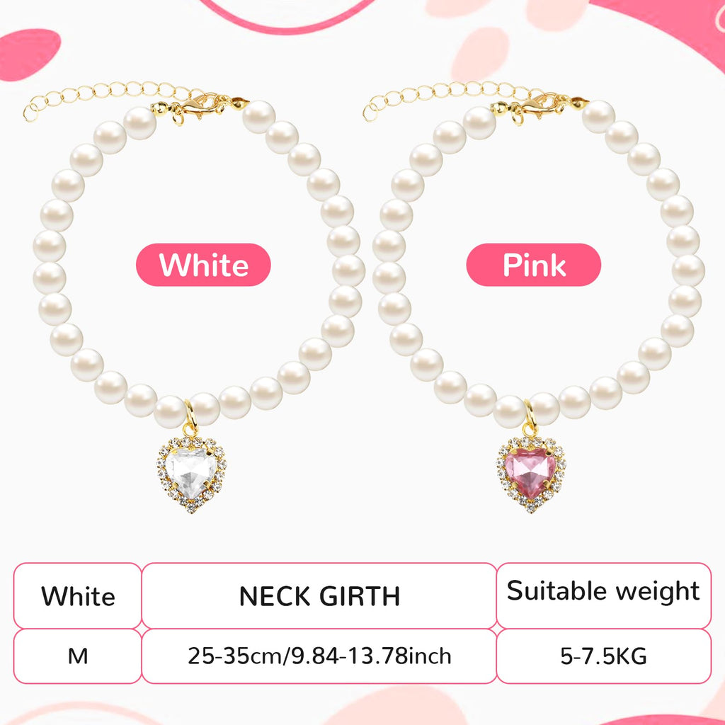Pink White Pearl Cat Dog Collar M150500