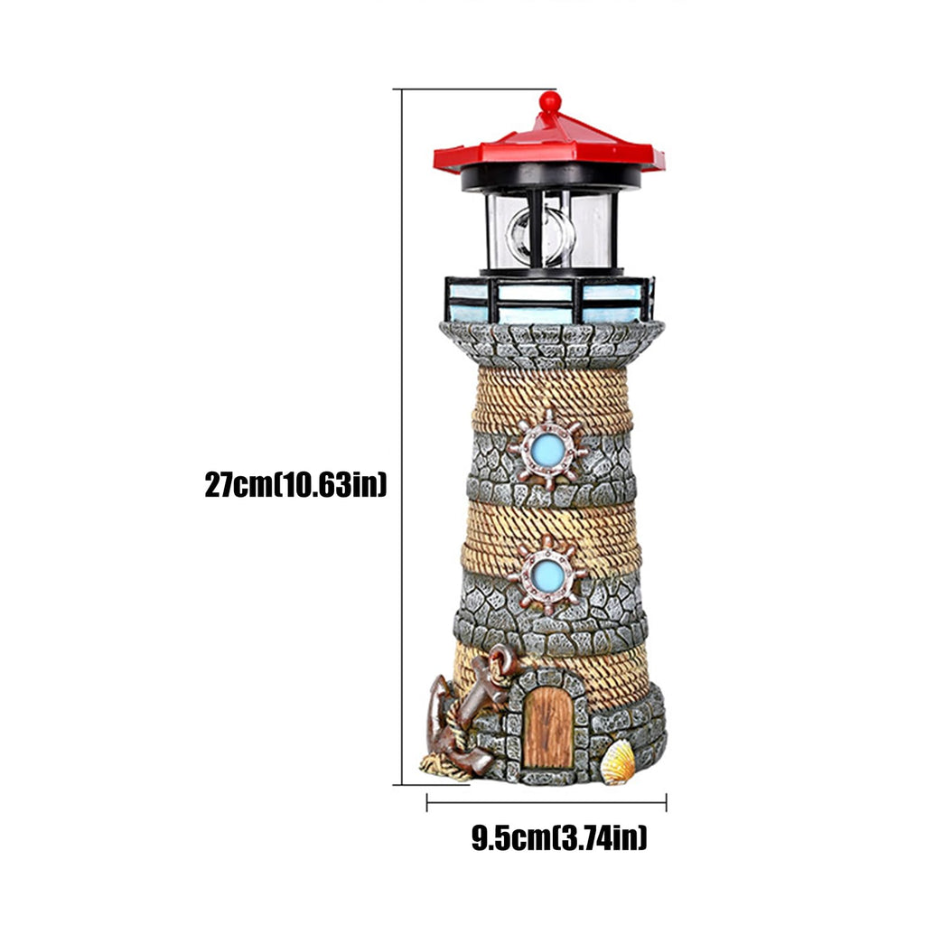 Solar Powered Resin Lighthouse Ornament W1379