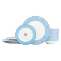 12 Piece Blue Floral Ceramic Dinnerware Set S6055