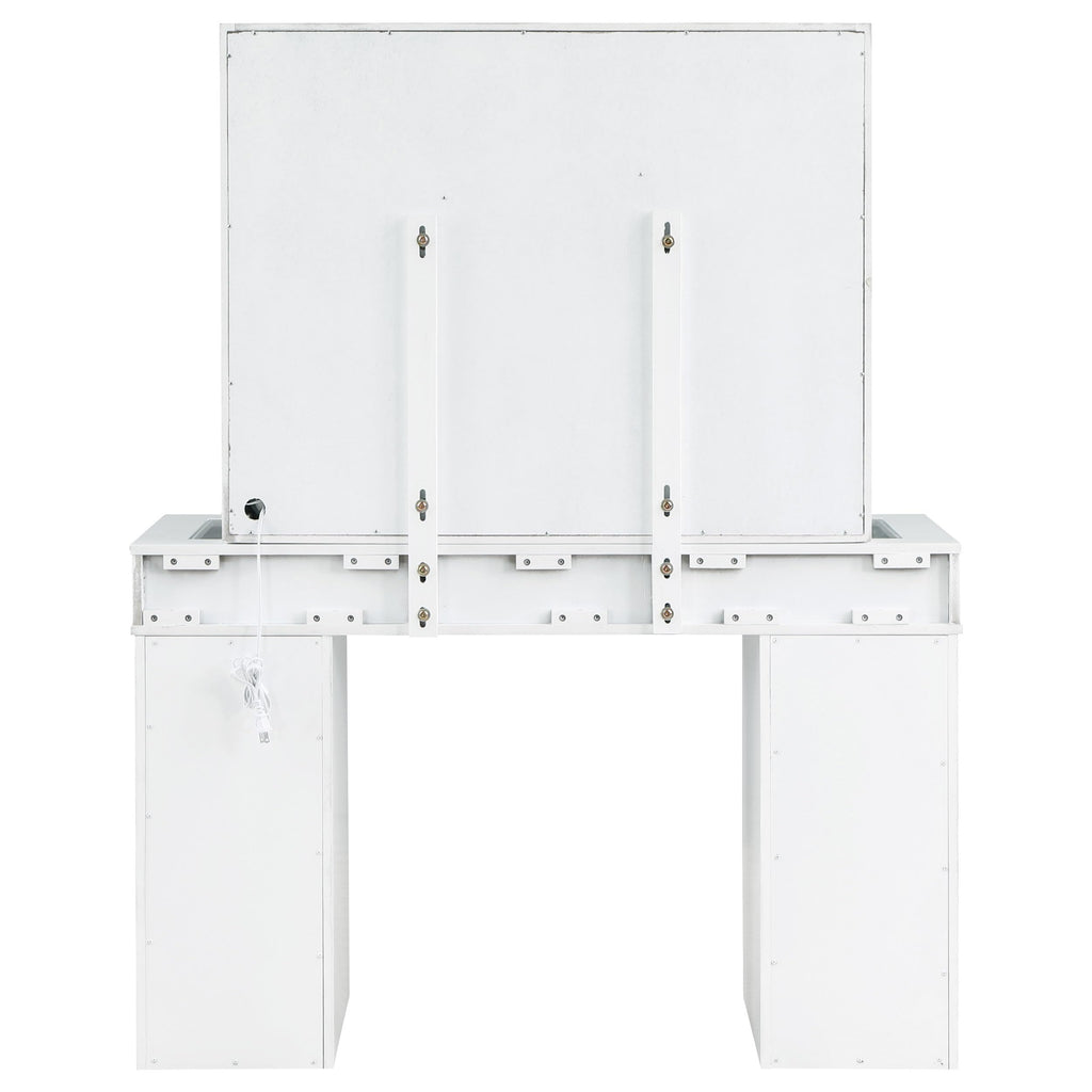 White Velvet 9-Drawer Vanity Table Set P884400