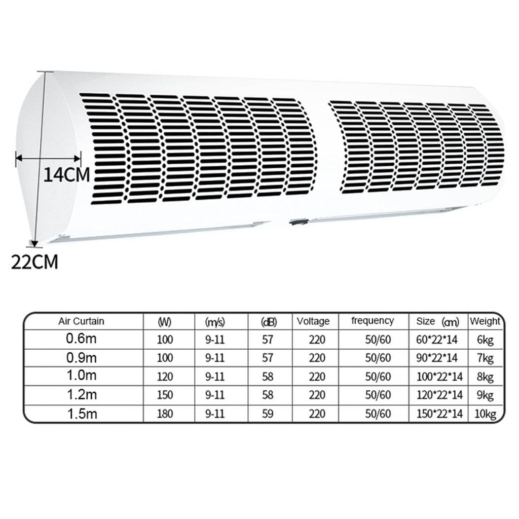 Over Door Air Curtain 60cm 2 Wind Speeds Remote Control U7264