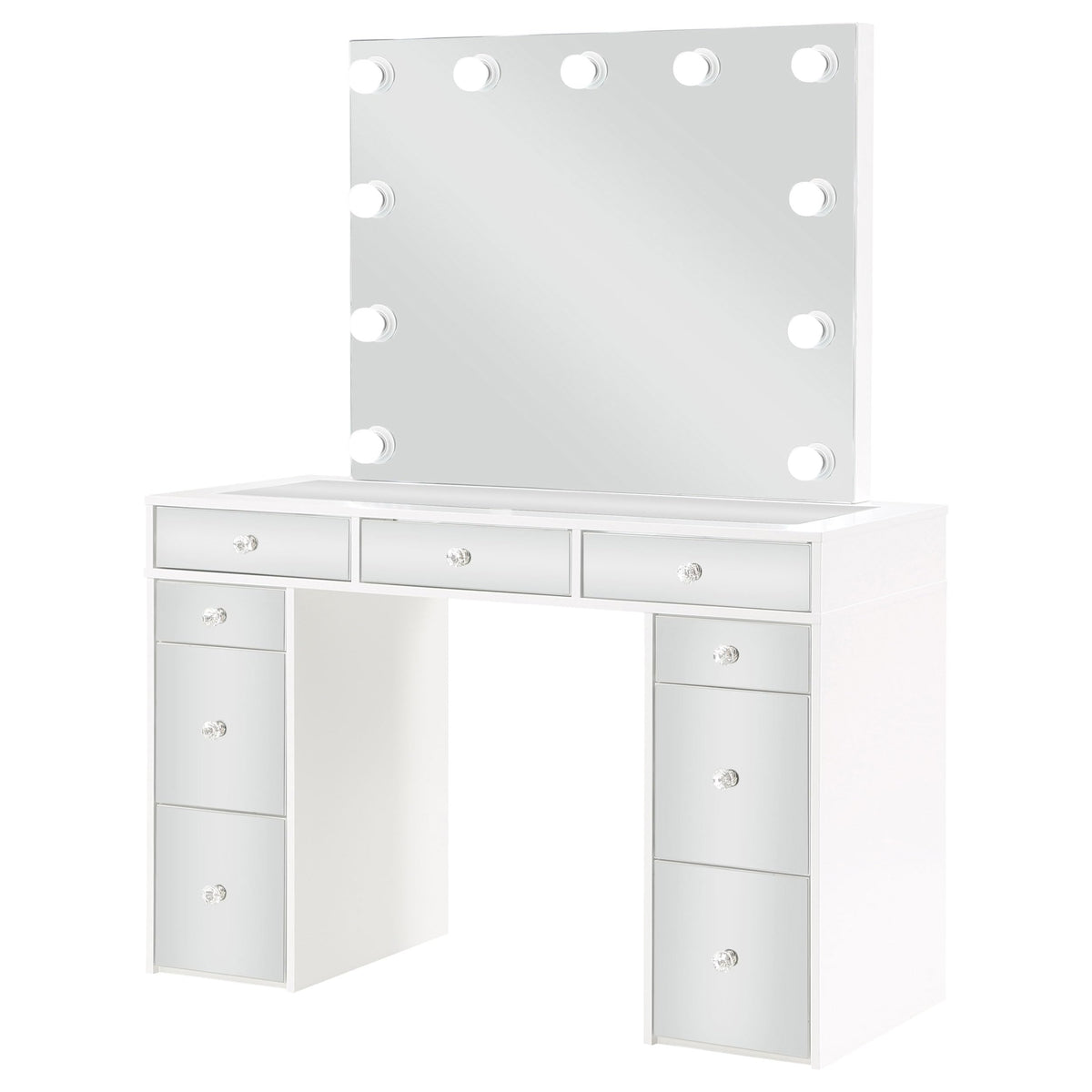 White Velvet 9-Drawer Vanity Table Set P884400