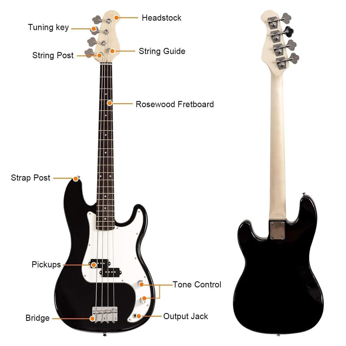 Full Size 4 String Electric Bass Guitar with Bag S87229