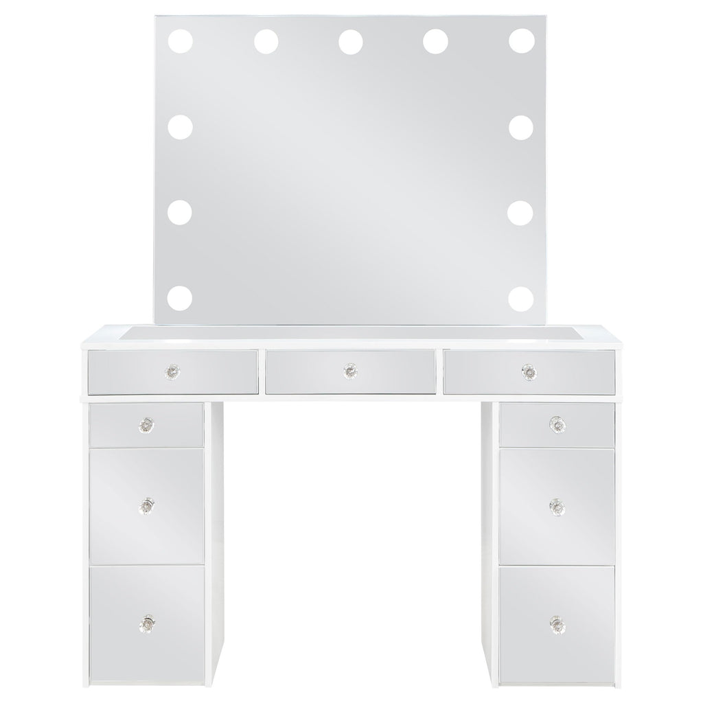 White Velvet 9-Drawer Vanity Table Set P884400