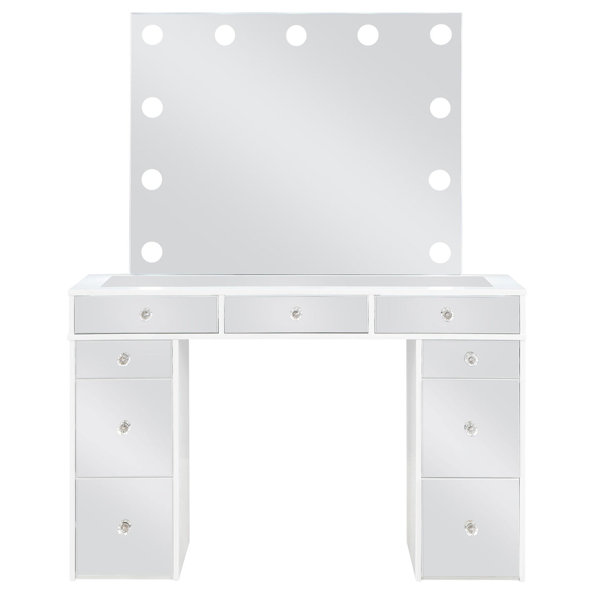 White Velvet 9-Drawer Vanity Table Set P884400