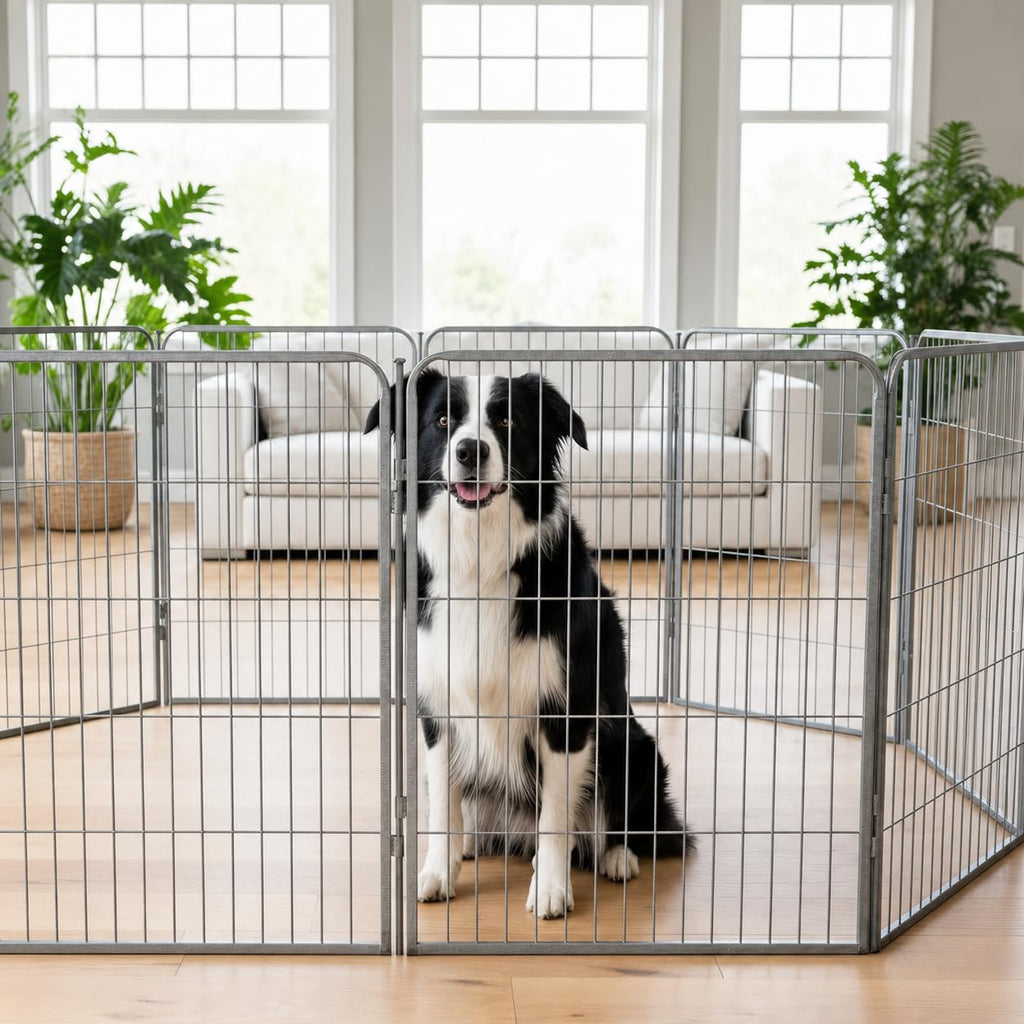 32'' 16 Panels Grey Metal Heavy Duty Dog Play Pen S597