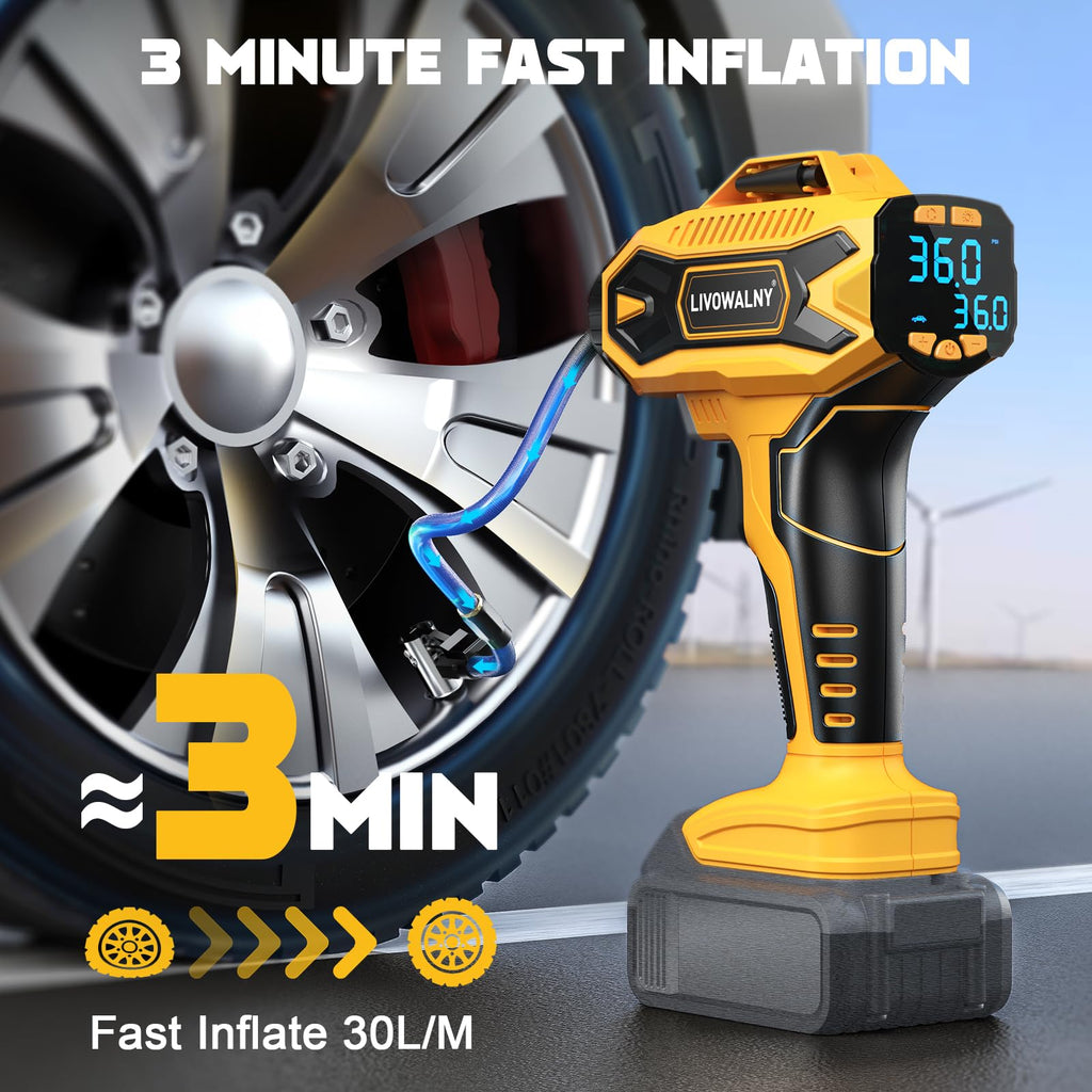 Cordless Portable Tire Inflator Air Compressor 160PSI Digital Pressure Gauge L3762