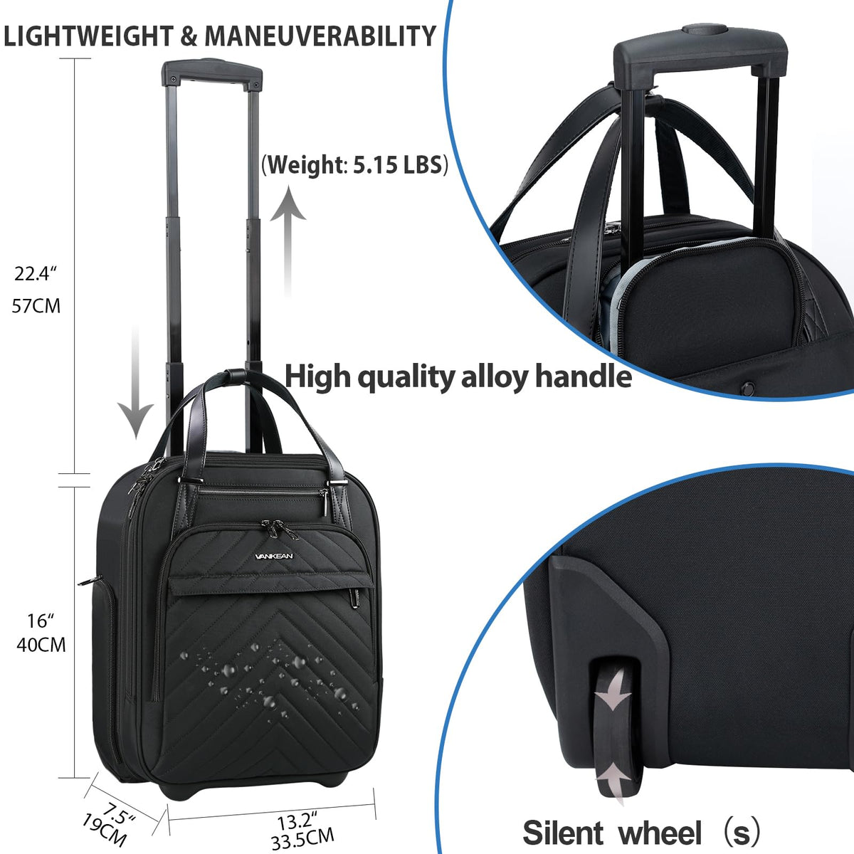16" Underseat Rolling Lightweight Suitcase H692833