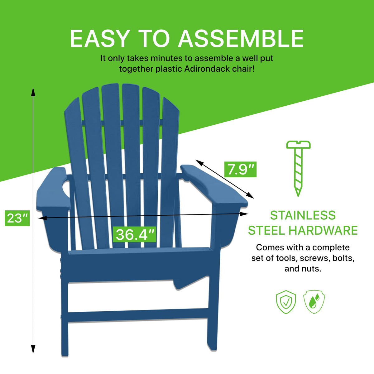Plastic Weather Resistant Patio Adirondack Chair X44272