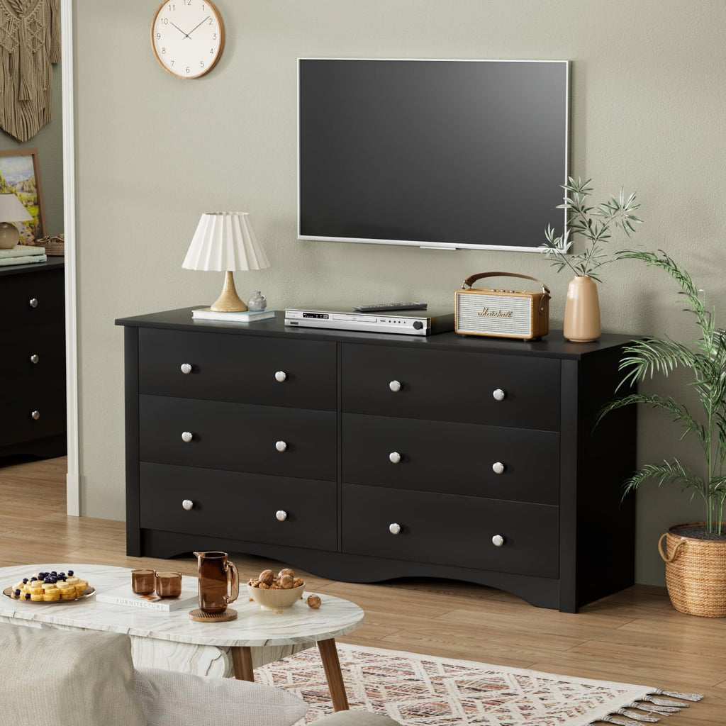 Black 6 Drawer Dresser L413