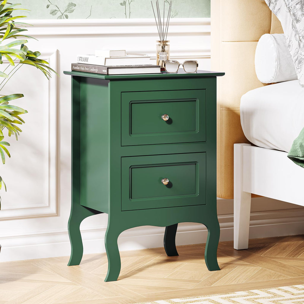 Green Nightstand Set of 2 Wood T55859