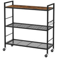 3-Tier Metal Storage Rack with Wheels, Mesh Shelving Unit, Black Z289107