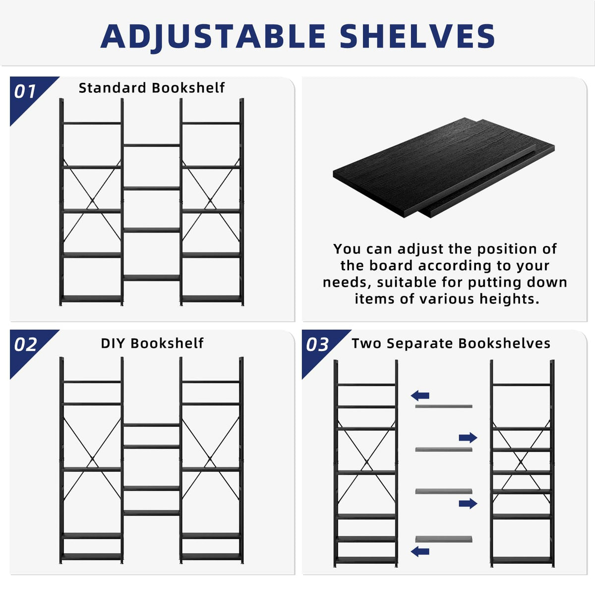 Black 5 Tier Bookshelf Y368