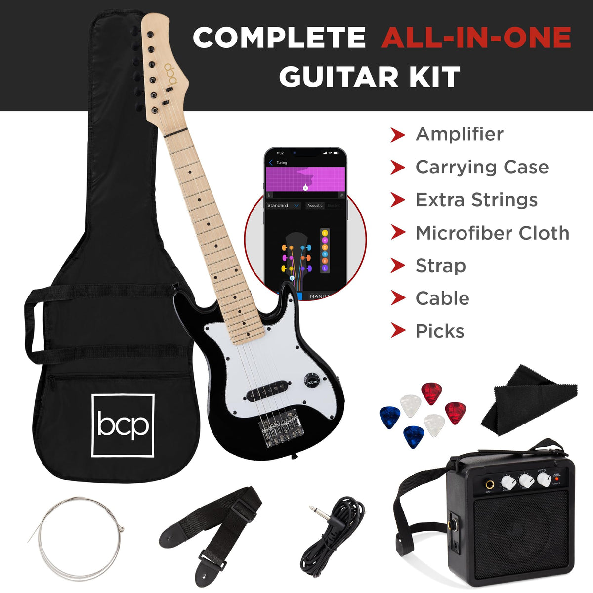 30in Kids Electric Guitar Starter Kit with Amplifier J17826