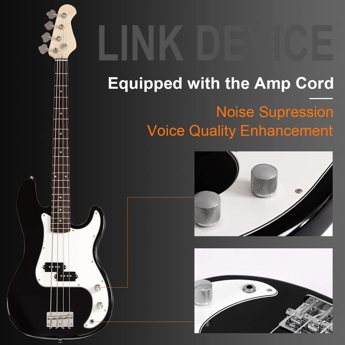 Full Size 4 String Electric Bass Guitar with Bag S87229
