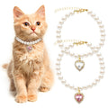 Pink White Pearl Cat Dog Collar M150500