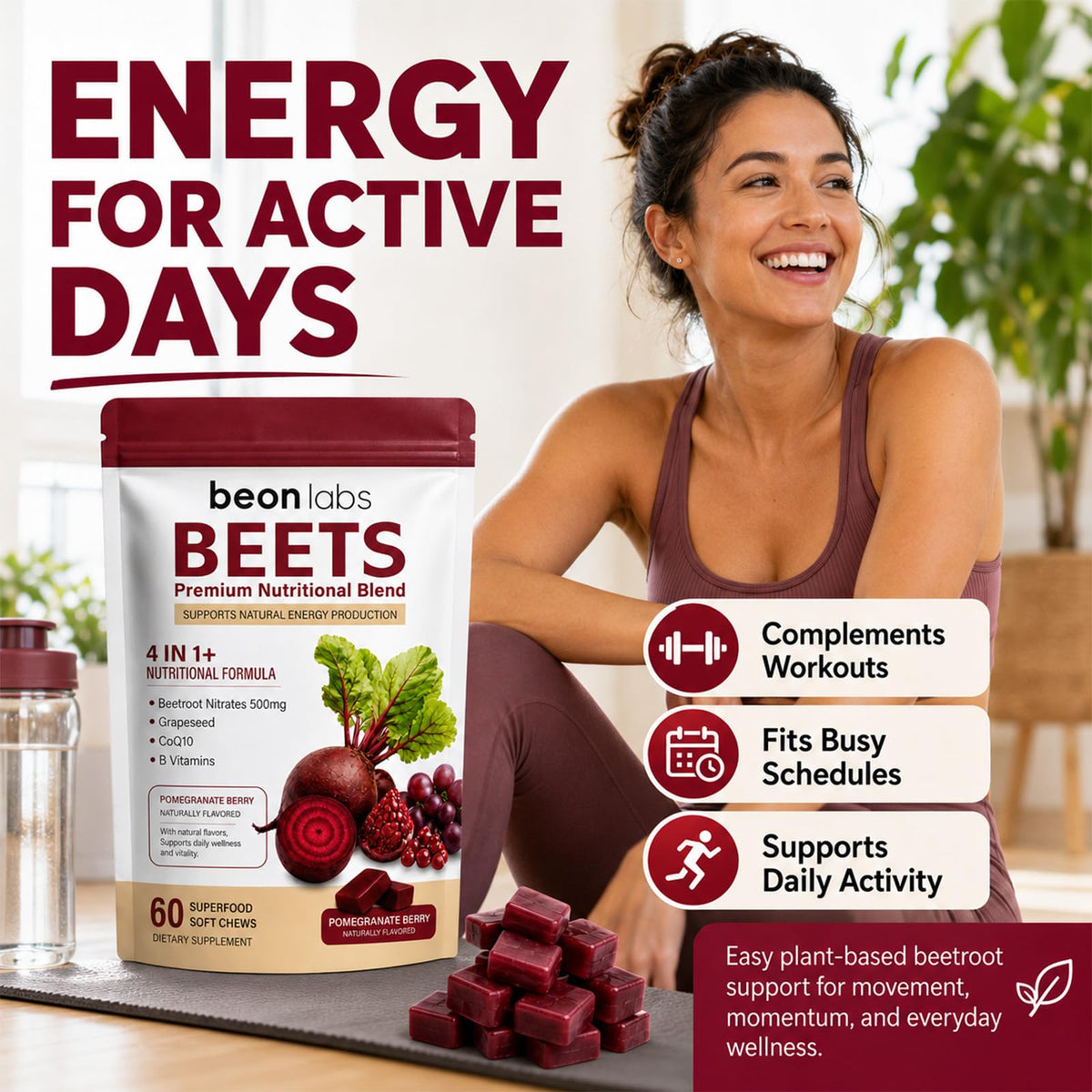 Beet Chews with L-CoQ10 & Grape Seed B4093