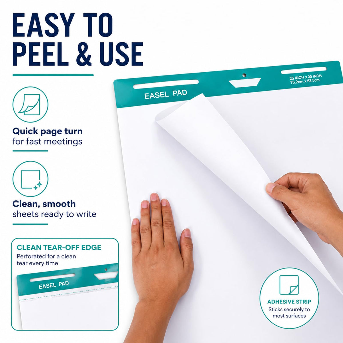 25 x 30 Inch Sticky Easel Pad, 30 Sheets, 8 Pads O3286
