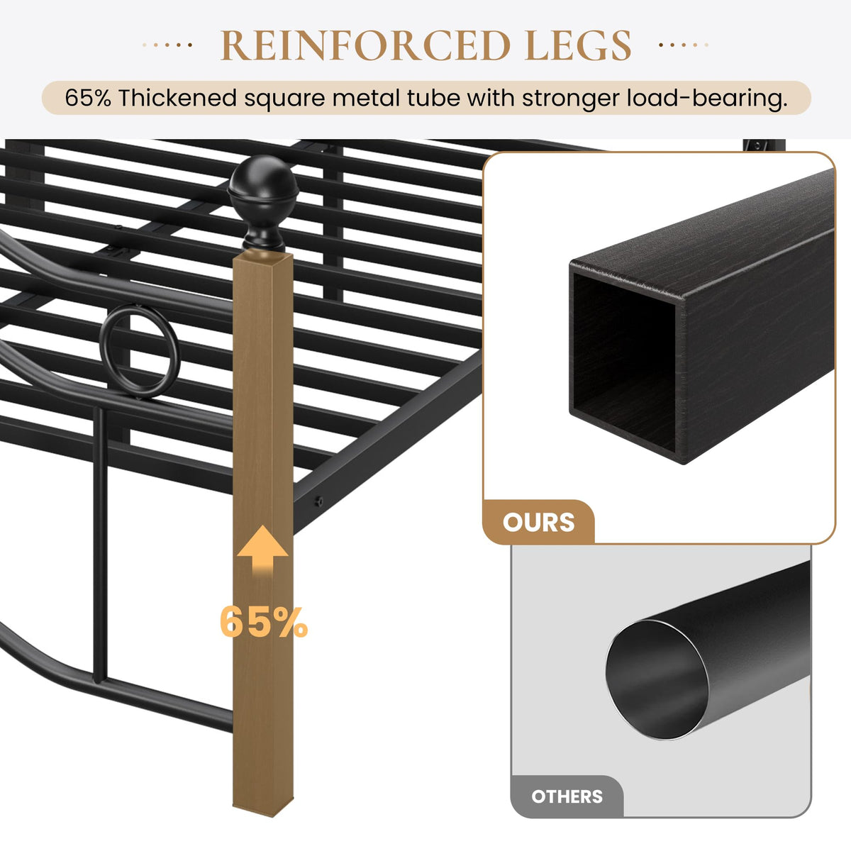 Full Size Black Metal Bed Frame U7848
