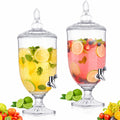 2 Pieces 1.3 Gallon Glass Drink Dispensers with Stand and Spigot I823767