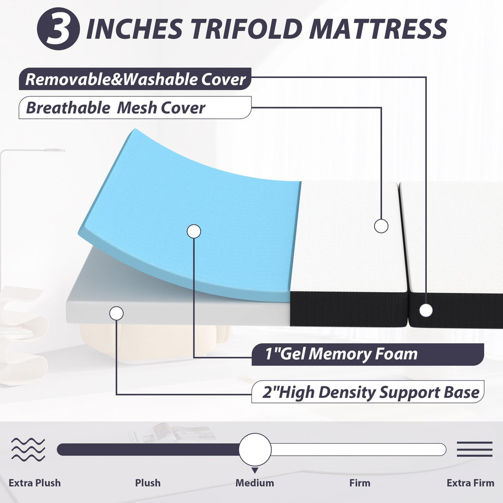 3 Inch Twin XL Tri Fold Memory Foam Mattress S98703