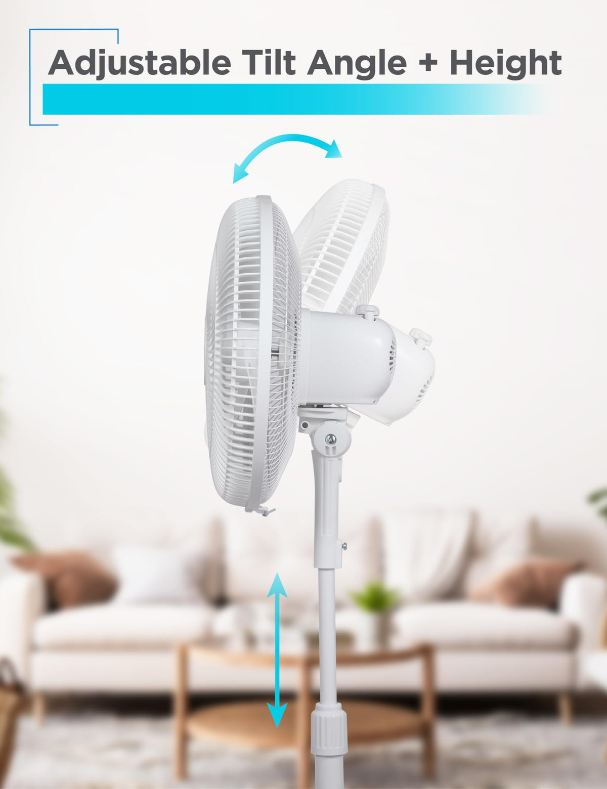 16-Inch Oscillating Pedestal Fan, 3 Speeds, White J57328