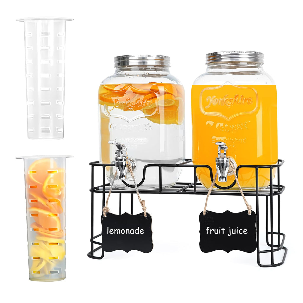2 Pack 1 Gallon Glass Drink Dispensers J93815