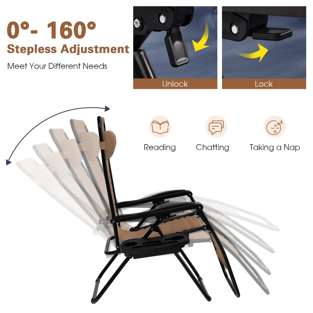 Folding Zero Gravity Reclining Textilene Lounge Chairs M69117