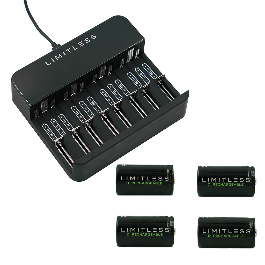 Rechargeable D Batteries 4-Pack with Charger T706686