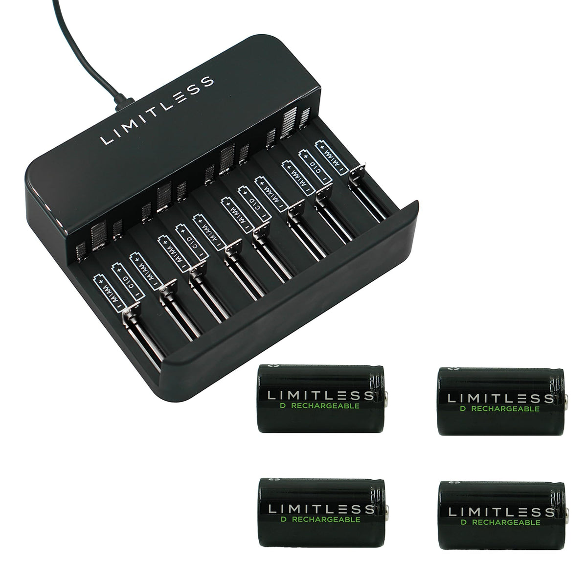 Rechargeable D Batteries 4-Pack with Charger T706686