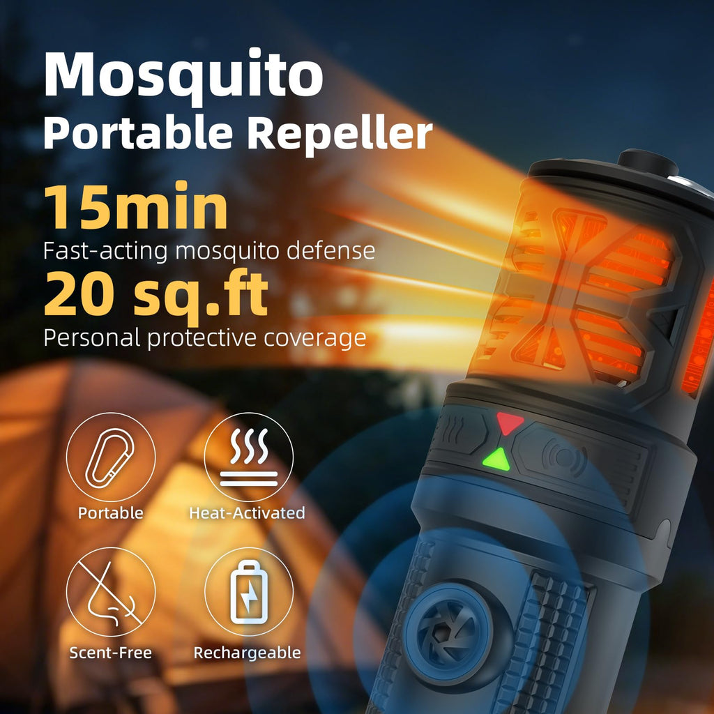Portable Ultrasonic Mosquito Repeller with Carabiner Hook (6 Refills) L3119