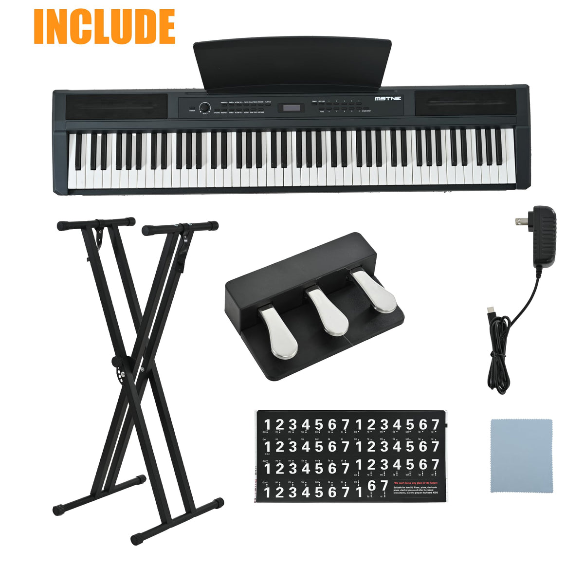 88 Key Weighted Hammer Action Digital Piano with Stand and 3 Pedal Unit H59066