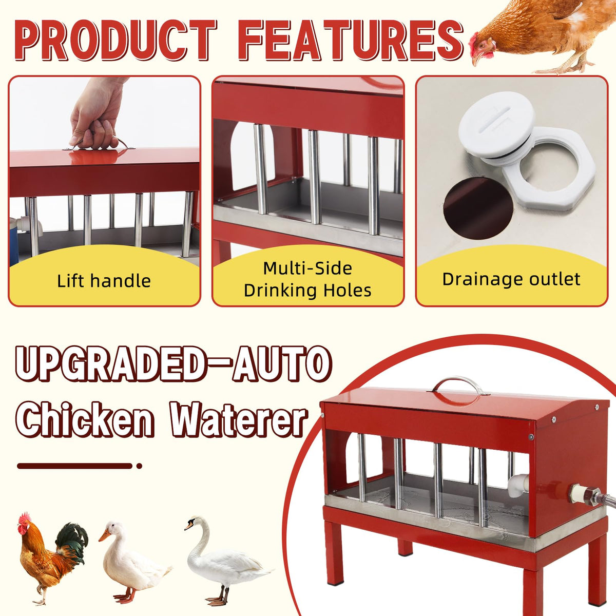 Automatic Chicken Waterer with Detachable Legs Y27085