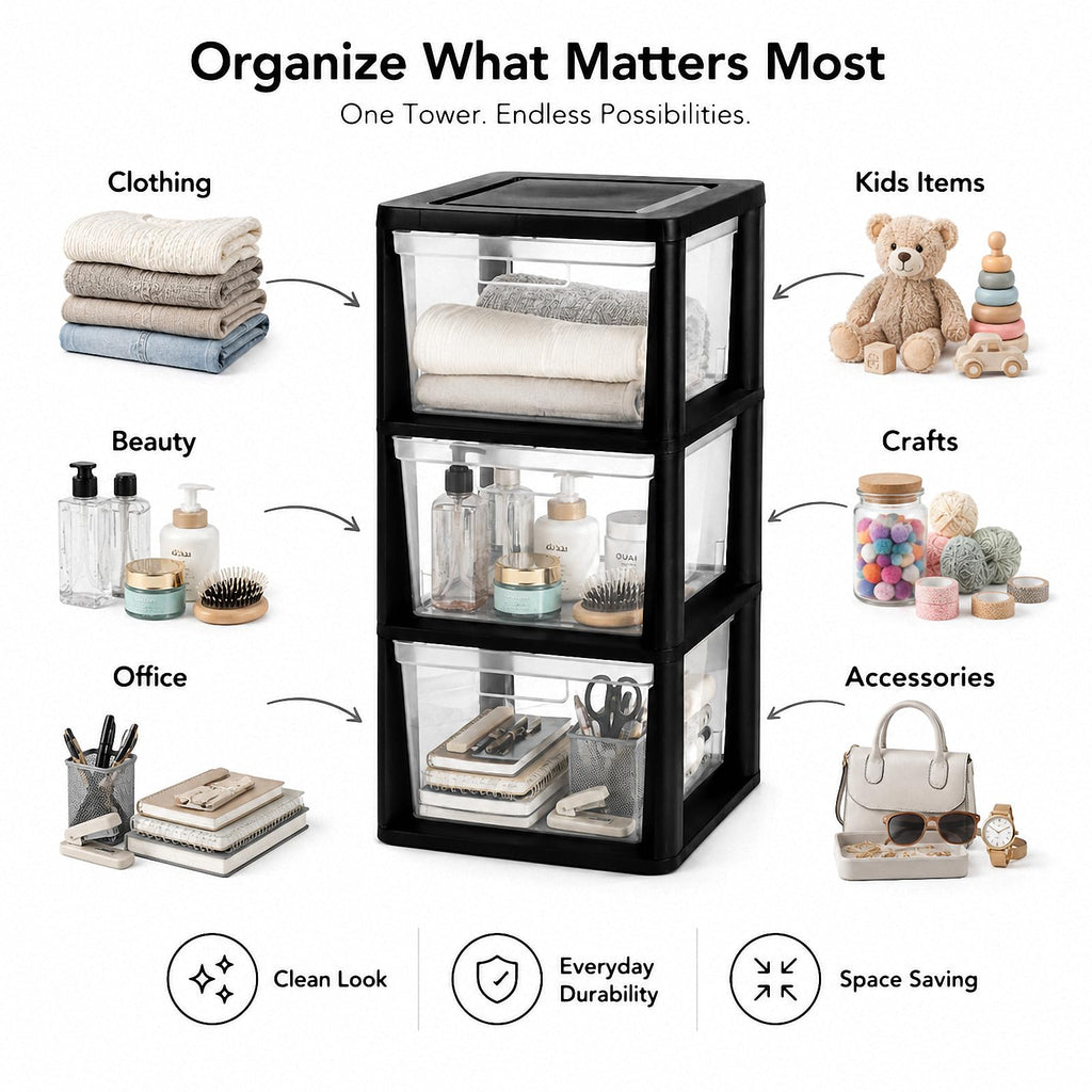 3-Drawer Plastic Storage Tower G896