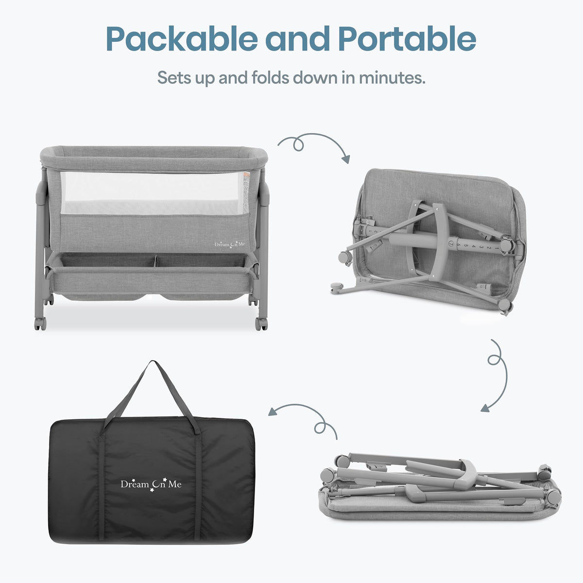 Foldable Portable Bassinet - Gray W241819