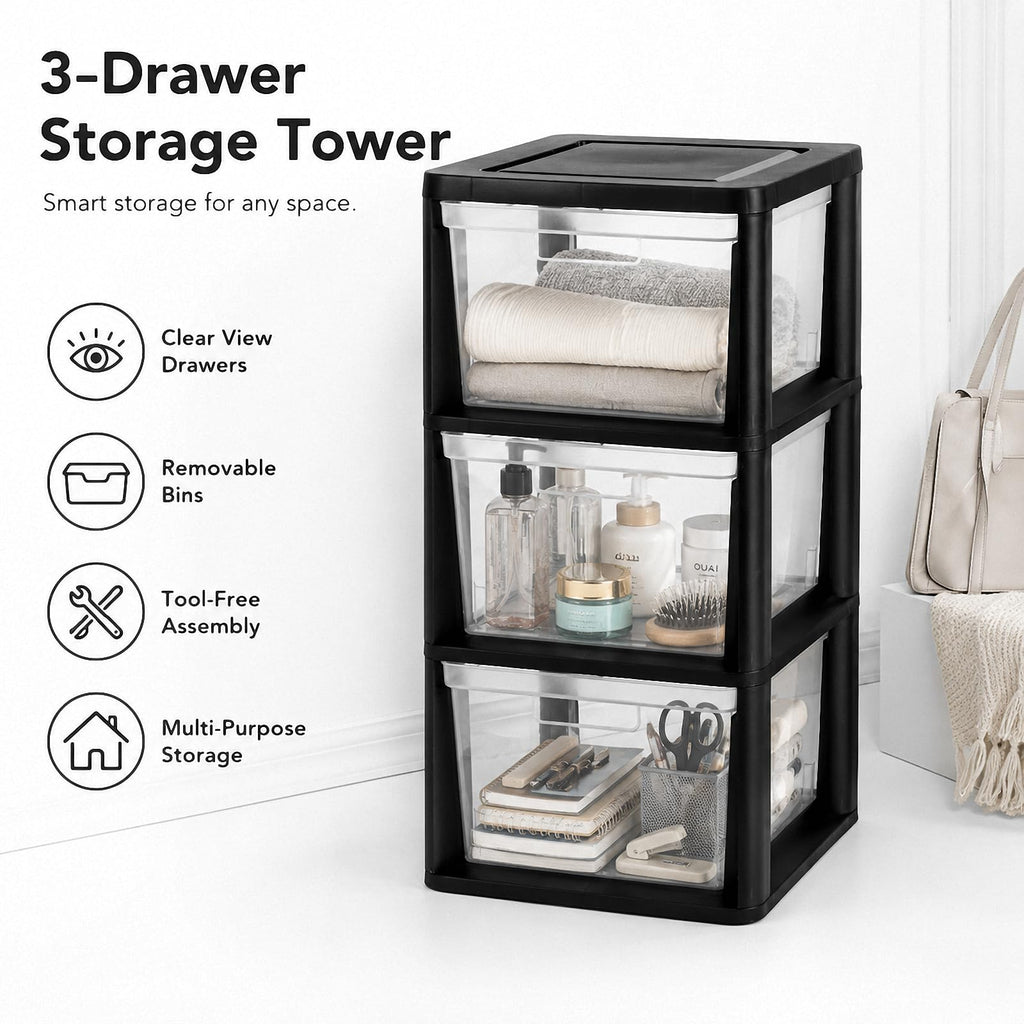 3-Drawer Plastic Storage Tower G896